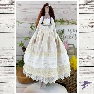 Tilda Doll long skirt sheep lace auburn hair purple